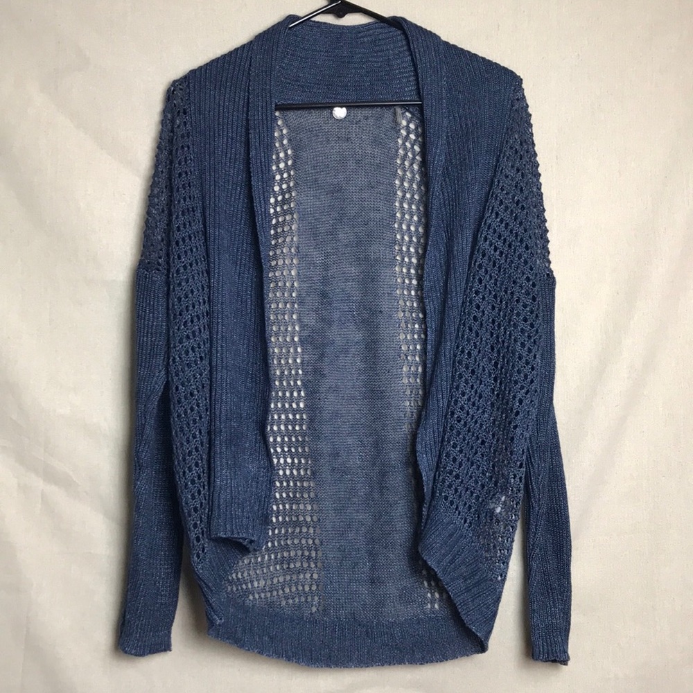 Margaret O’Leary Blue Knit Netted Cardigan Size XS